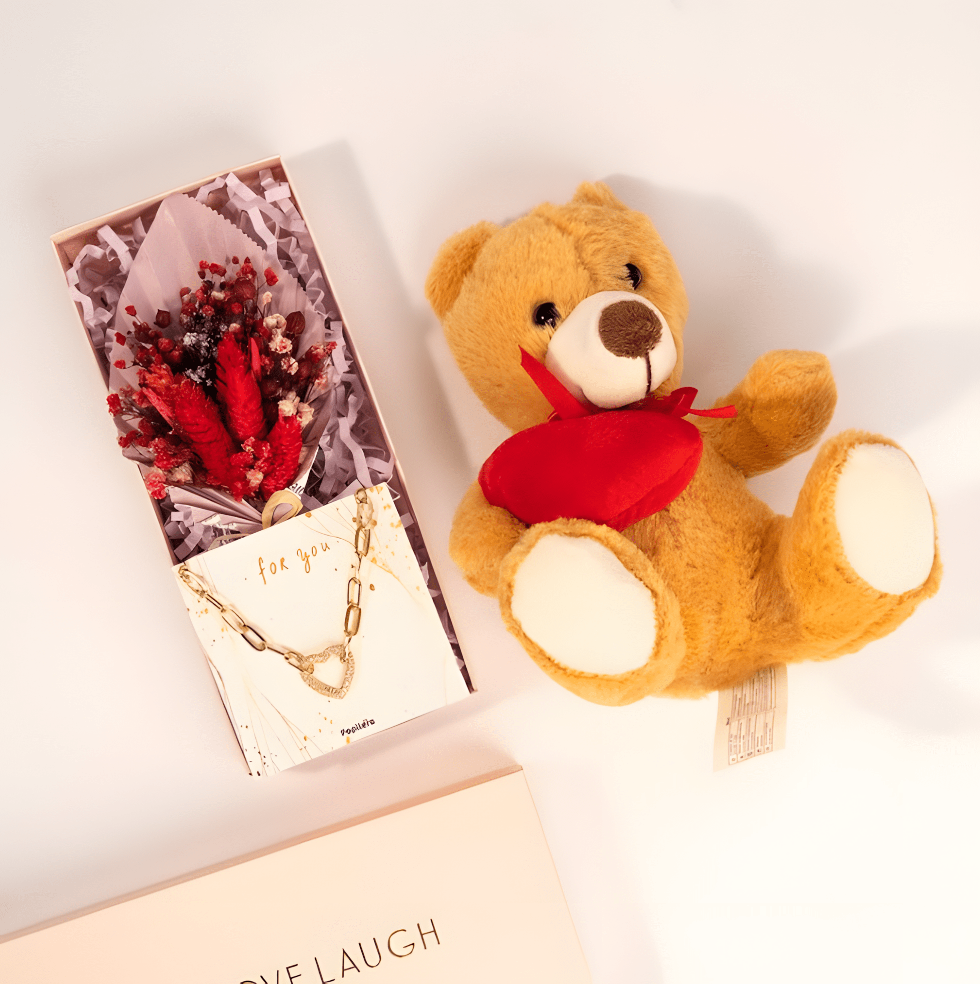 8691813421 Özel Kutusunda Büyük Kalp Kolye ve Kalpli Ayıcık - Görsel 1