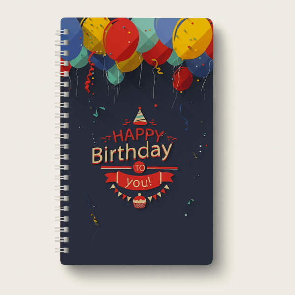 Happy Birthday Tasarım Ahşap Kapak Defter