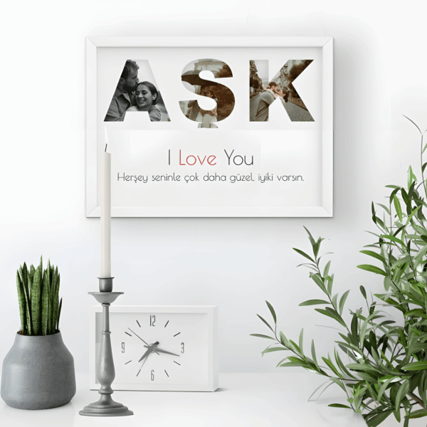 20x30 Yapışan Çerçeveli Aşk Tasarımlı Fotoğraf Baskısı