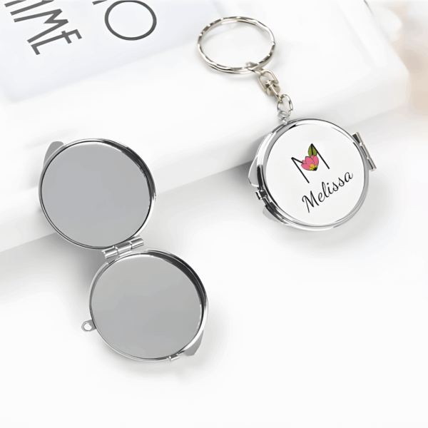 Kişiye Özel Baskılı Makyaj Aynalı Anahtarlık