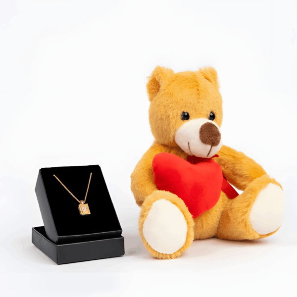 Kalpli Ayıcık ve Zirkon Taşlı Baget Kolye Seti