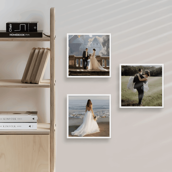 20x20 Yapışan Beyaz Fotoğraflı Çerçeve Seti - 3'lü