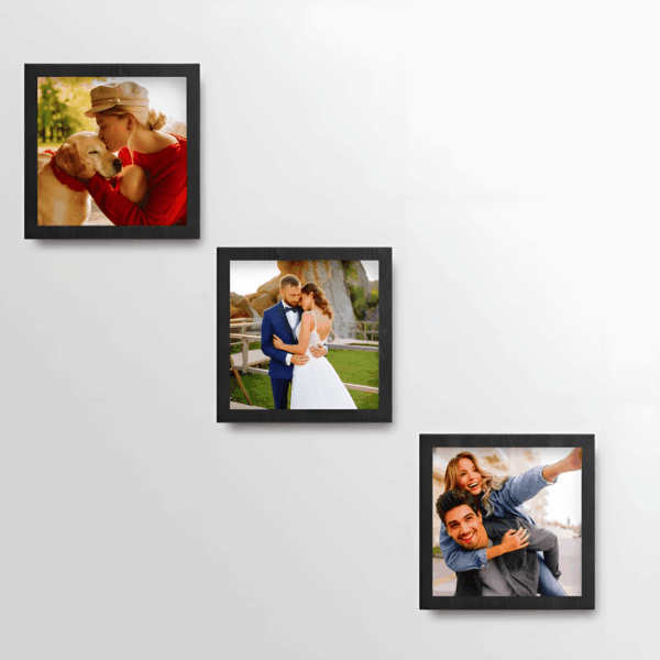 14x14 Fotoğraflı Yapışan Siyah Çerçeve Seti - 3'lü