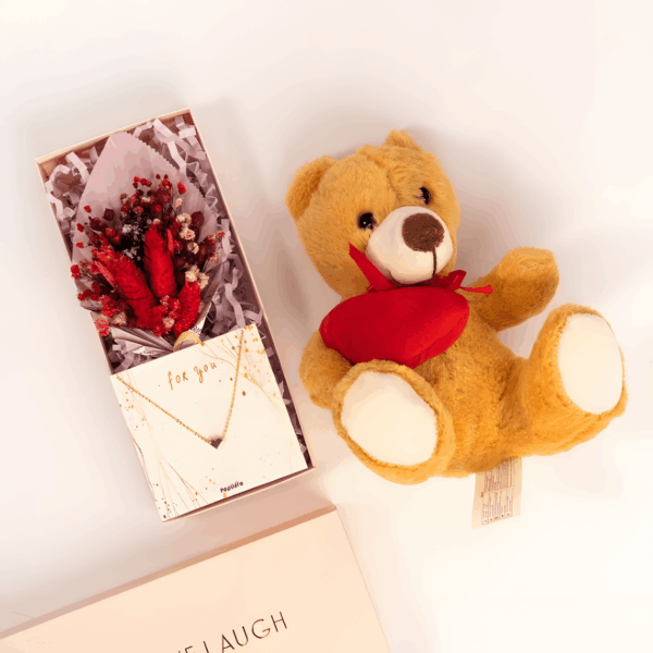 Gold Kalp Kolye ve Kalpli Ayıcık