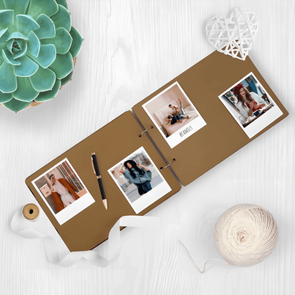 Kalpli Ahşap Fotoğraf Anı Defteri ve 10 Adet Pola Fotoğraf