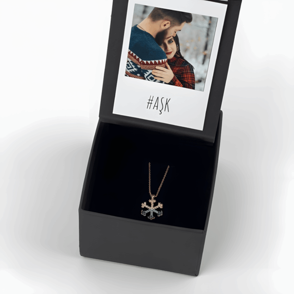 Gümüş Kar Tanesi Kolyeli Akordiyon 9 Fotoğraflı Albüm