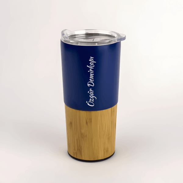 Kişiye Özel İsim Baskılı Lacivert Bambu Termos 500 ml
