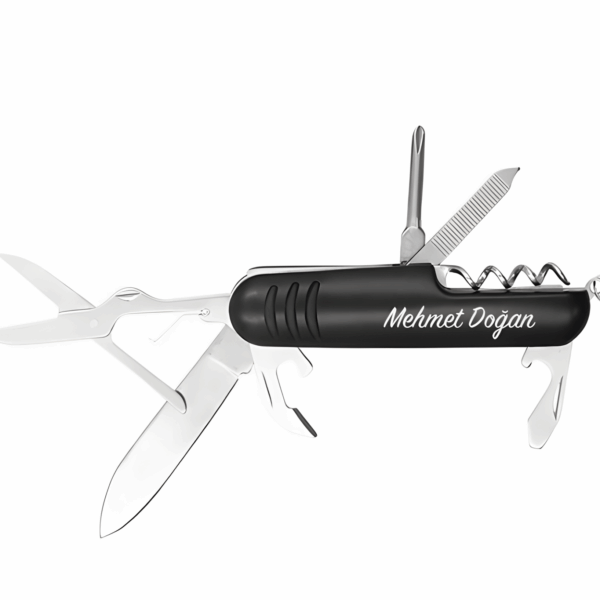 İsim Baskılı Çok Fonksiyonlu Siyah Çakı