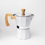 Bambu Kulplu Beyaz Moka Pot - Görsel 2