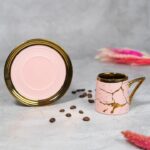 Yaldız Mermer Desenli Pembe Kahve Fincanı - Görsel 2