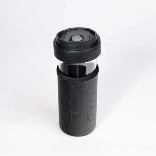 Deri Kılıflı French Press ve Cam Mug – Siyah