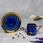 Yaldız Mermer Desenli Lacivert Kahve Fincanı - Görsel 2