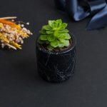 Mermer Desenli Siyah Beton Saksı - Görsel 2