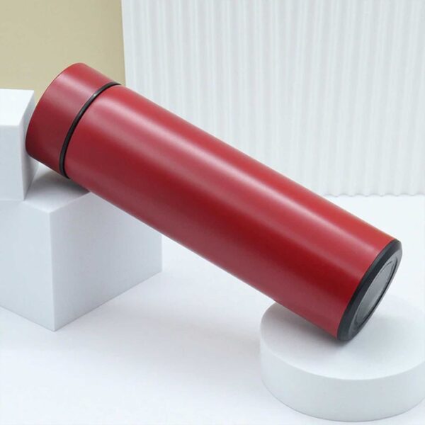 Led Derece Göstergeli Kırmızı Çelik Termos