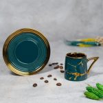 Yaldız Mermer Desenli Yeşil Kahve Fincanı - Görsel 2