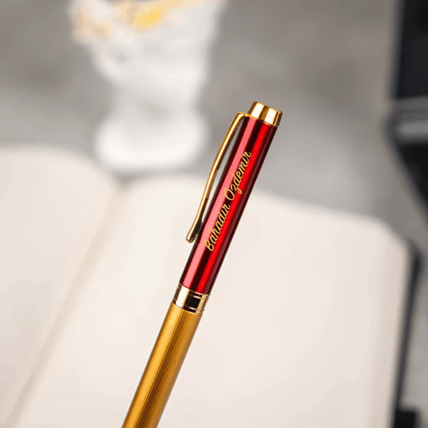 İsim Baskılı Gold Kırmızı Roller Kalem