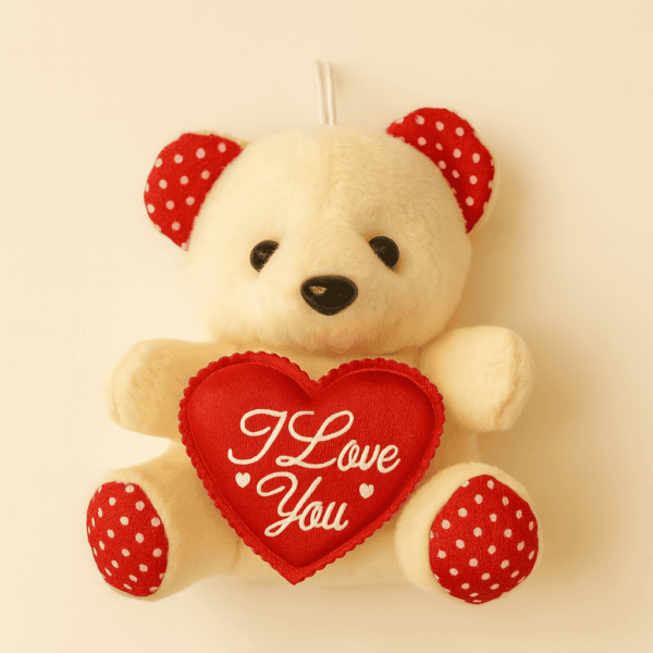 Kalpli Krem Mini Peluş Ayıcık