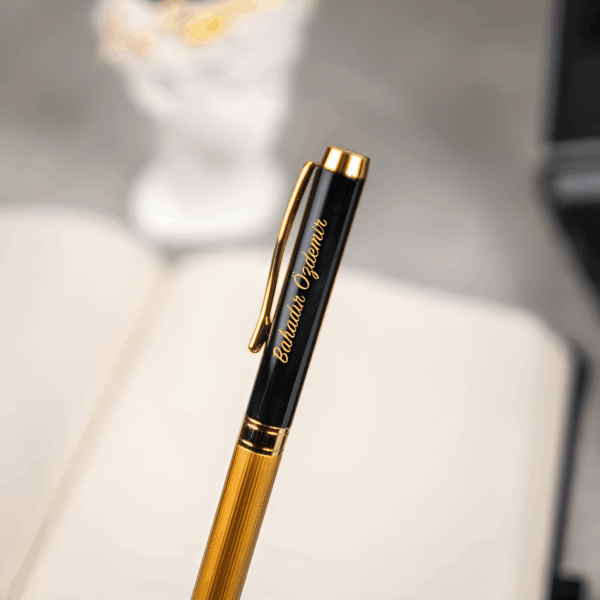 İsim Baskılı Gold Siyah Roller Kalem
