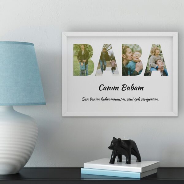 20x30 Yapışan Çerçeveli Baba Tasarımlı Fotoğraf Baskı