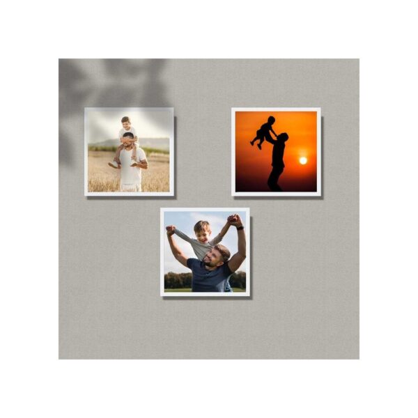 14x14 Fotoğraflı Yapışan Beyaz Çerçeve Seti - 3'lü