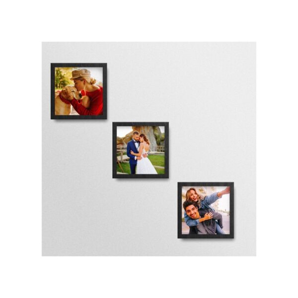 14x14 Fotoğraflı Yapışan Siyah Çerçeve Seti - 3'lü