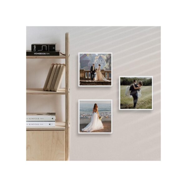 20x20 Yapışan Beyaz Fotoğraflı Çerçeve Seti - 3'lü