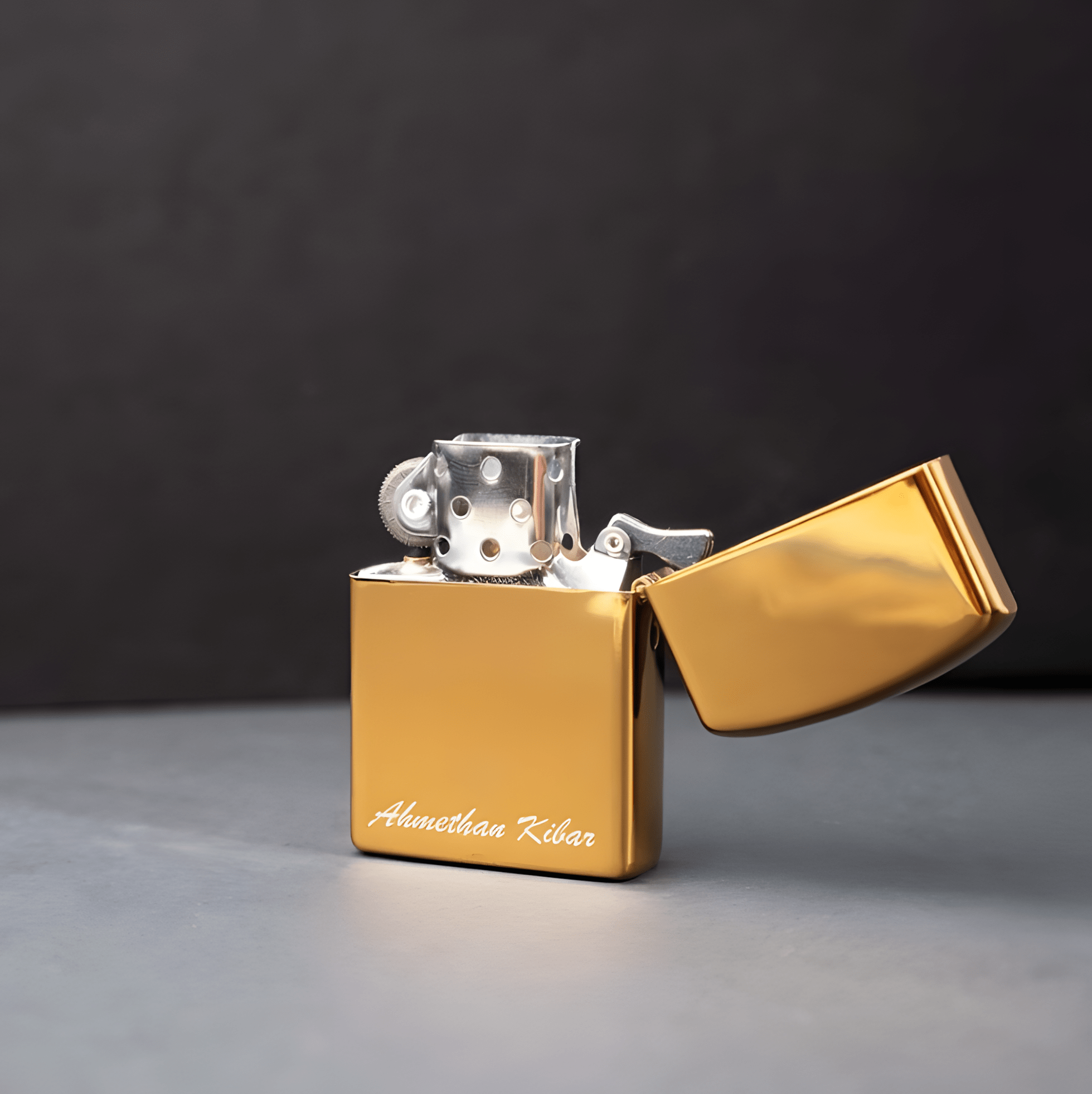 8691287186 Kişiye Özel İsim Baskılı Gold Zippo Çakmak - Görsel 1