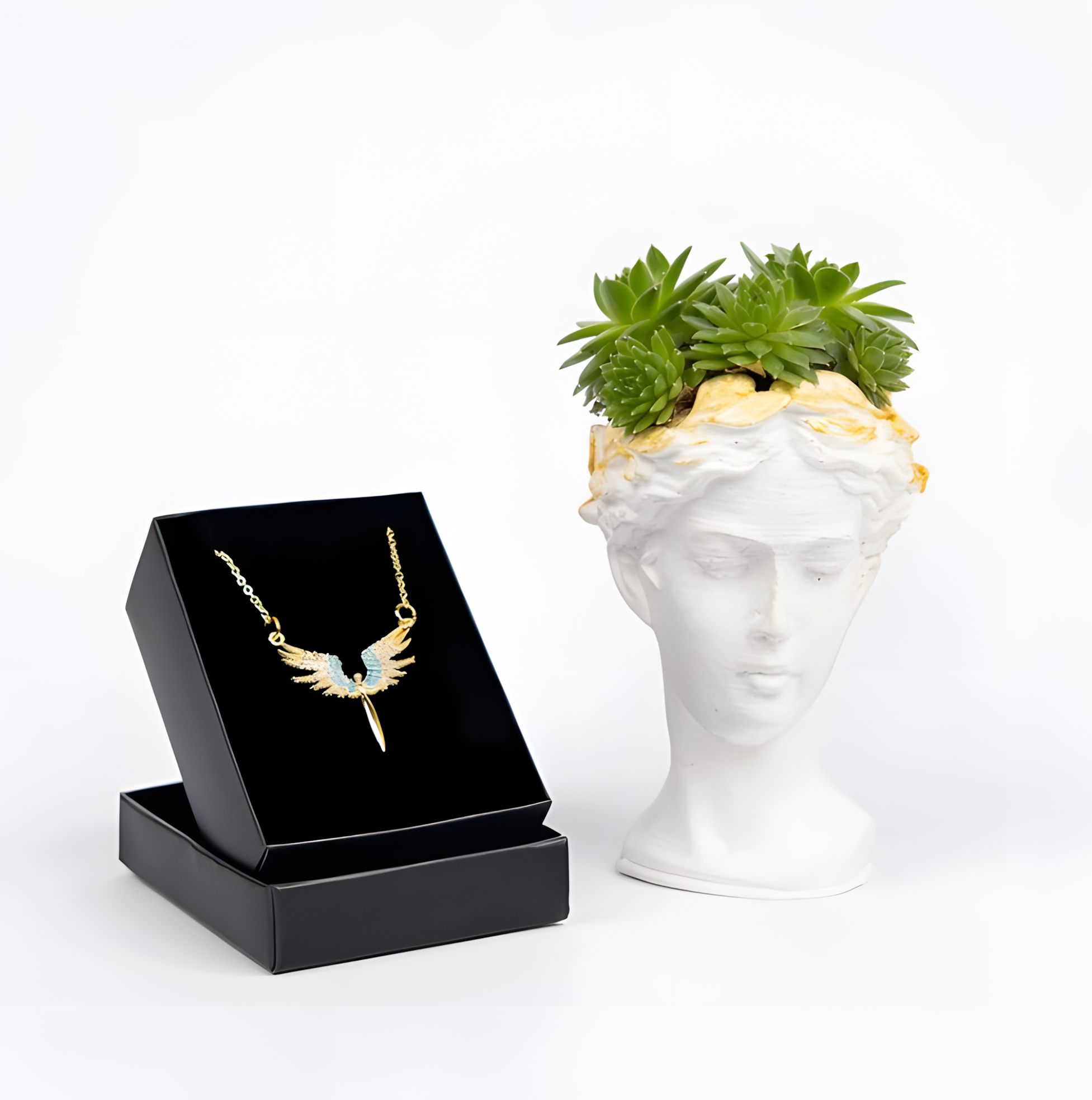 869188844 Melek Zirkon Gümüş Kolyeli Sukulent Seti - Görsel 1