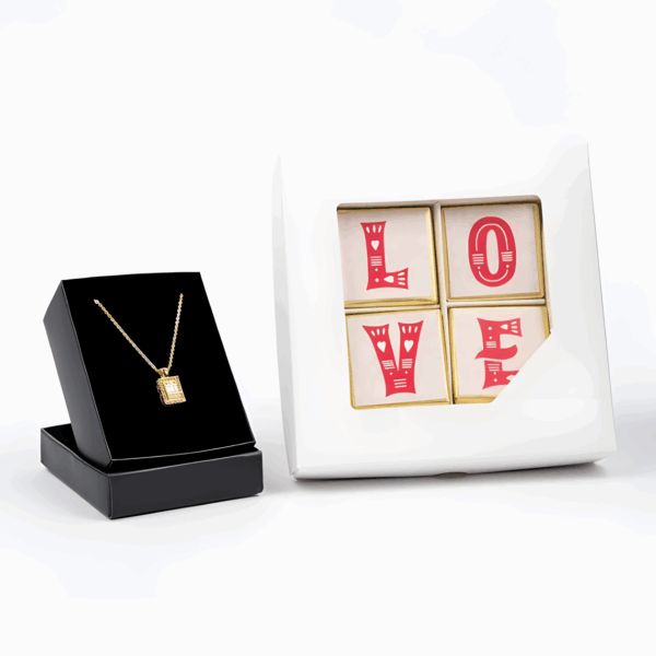 Love Çikolata ve Zirkon Taşlı Baget Kolye Seti