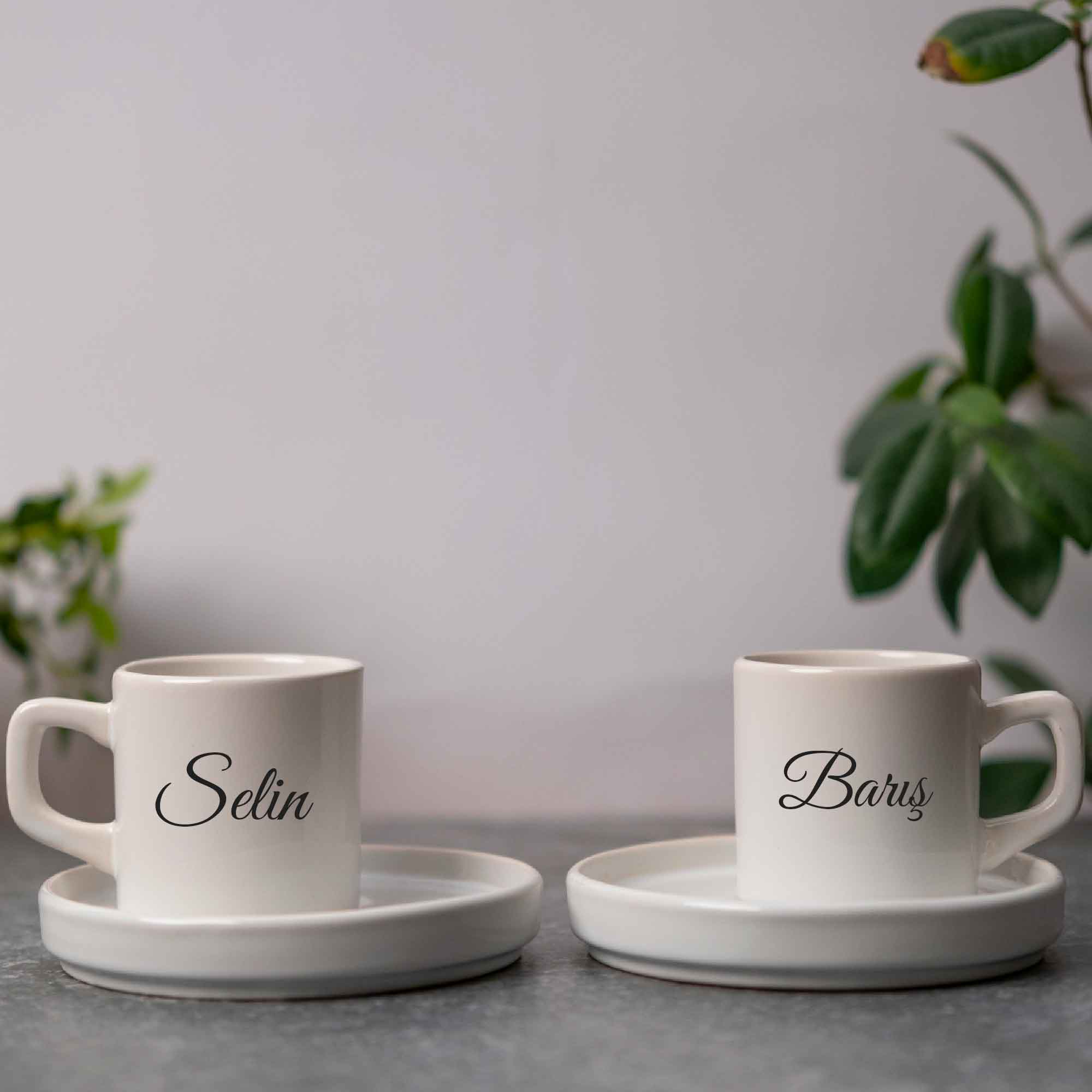 el yazısı baskılı kişiye özel kahve fincanı Kişiye Özel 2'li Kahve Fincanı - Görsel 1