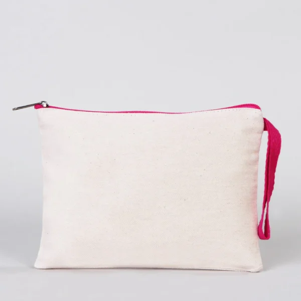 Fuşya Fermuarlı Bez Clutch Makyaj Çantası