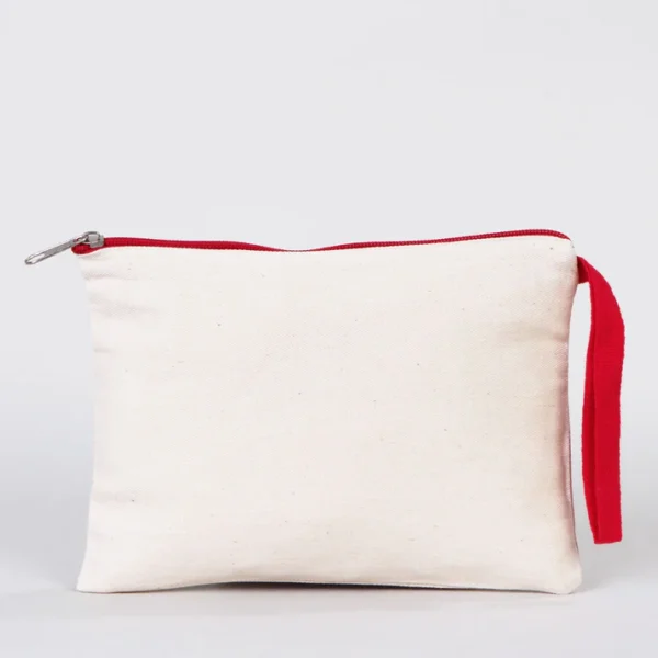 Kırmızı Fermuarlı Bez Clutch Makyaj Çantası