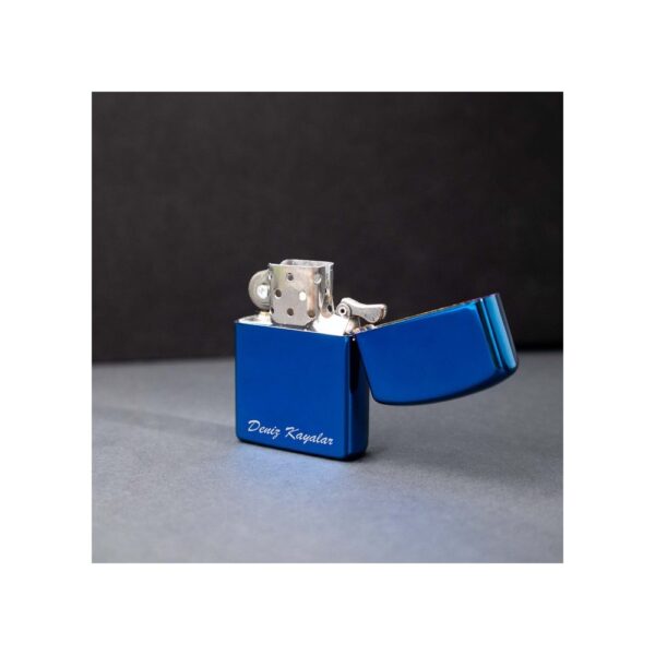 Kişiye Özel İsim Baskılı Mavi Zippo Çakmak