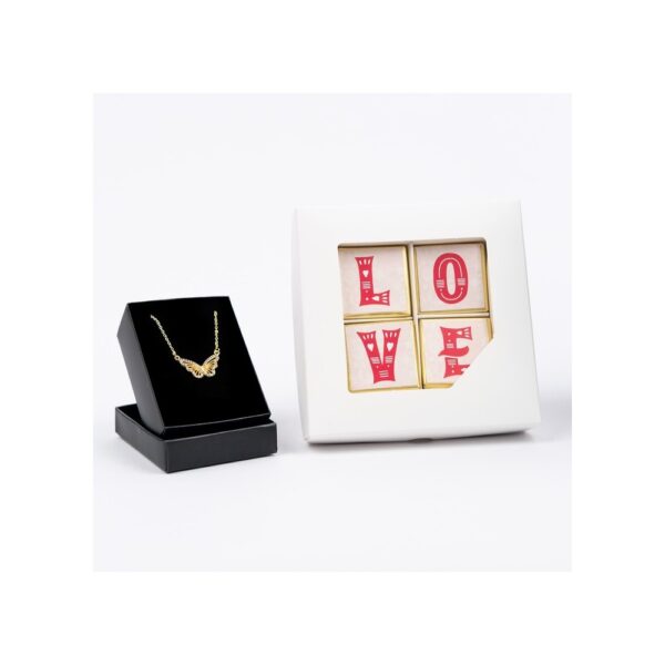 Love Çikolata ve Kelebek Gümüş Zircon Gümüş Kolye Seti