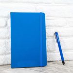 Kişiye Özel İsim Baskılı Mavi Defter ve Kalem Seti