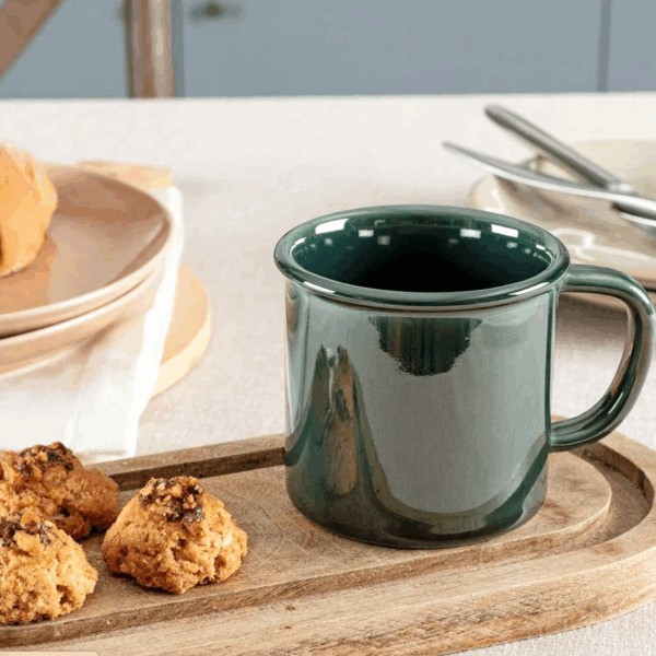 Yeşil Retro Porselen Mug Kupa